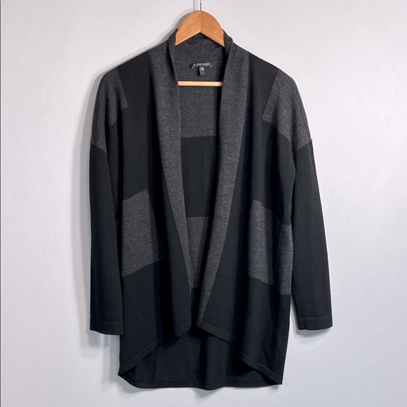 Eileen Fisher 100% Merino Wool Block Stripe Cardigan Sweater Size S - Picture 1 of 8